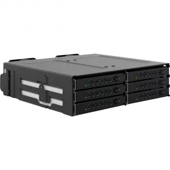 Icy Dock ToughArmor MB118VP-B - storage enclosure - 6 x U.2/U.3 NVMe SSD, mobile rack for 5.25-inch bay, with SlimSAS SFF-8654 8i - 2.5-inch (6.4 cm)