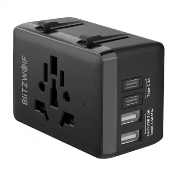 Travel adapter BlitzWolf BW-TA1 4-in-1 with 2× USB PD 20W ports