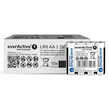 Alkaline batteries everActive LR6 AA pack of 4 — 1.5V, 3000mAh, 50.5×14.5mm