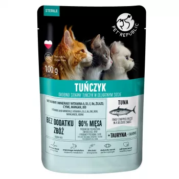 Wet cat food pouch PetRepublic STERIL 100 g — fillets with tuna, for sterilised adult cats