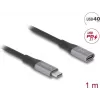 Delock - USB-Extension Cable - 24 pin USB-C (M) to 24 pin USB-C (W) - USB 2,0 / USB 3,2 / USB4 / Thunderbolt 3 5 A - 1,0m - Black, Grey (81201)