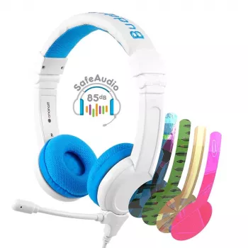 Casque enfant BuddyPhones School+ BP-SCHOOLP-BLUE avec microphone, 3+, 85 dB, bleu
