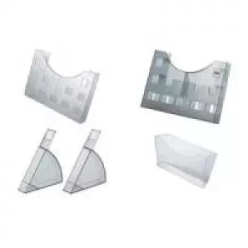 helit Brochure Holder, DIN A5 quer-2x DIN A6 Portrait Grey-transparent, for wall mounting or desktop use (H6102608)