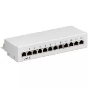 Wentronic Goobay panneau de brassage CAT 6 mini/bureau, 12 ports, gris – STP blindé, gris (69306)