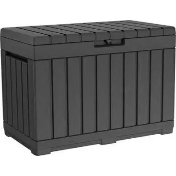 Outdoor storage box Keter Kentwood 190L — 190 litres, graphite, flap door, 823×457×577 mm