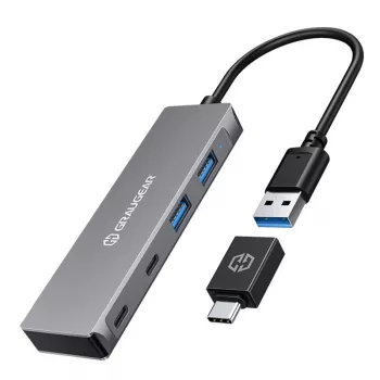 GRAUGEAR G-HUB2A2C-AC interface hub USB 3.2 Gen 1 (3.1 Gen 1) Type-A + Type-C 5000 Mbit/s Silver