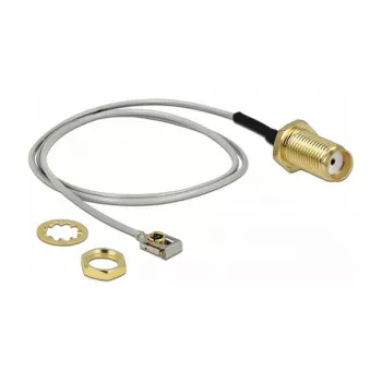 DeLOCK 89932 Antenna Cable SMA Female Bulkhead to MHF I LK Male, 1.13, 0.35 m, Grey/Black