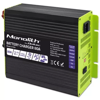 Battery Charger QOLTEC 51918 80A 12V — charger for LiFePO4, AGM, GEL, SLA batteries