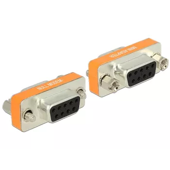 DeLOCK 65570 D-Sub 9 pin (DB-9) Female to Female Null Modem Gender Changer, Gold-Plated Contacts