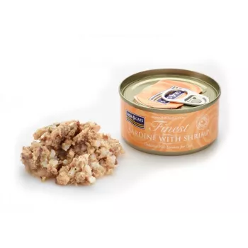 Wet cat food FISH4DOGS Sardine with shrimp 70 g — complete canned adult cat food, fish flavour