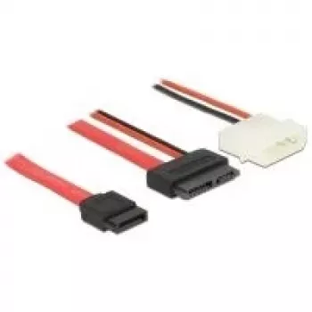 Delock 84791 Slimline SATA Cable, Slim SATA Female to SATA 7-pin + 2-pin Power Male, 0.7 m