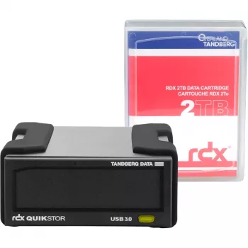 Overland-Tandberg 8865-RDX RDX QuikStor External Drive Kit with 2TB Cartridge, USB 3.2 Gen 1, 260 MB/s, Black