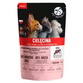Cat pouch PetRepublic ADULT 100 g — filets with veal shred