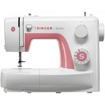 Singer Simple 3210 automatic sewing machine, electromechanical, 10 stitches, 4-step buttonhole, free arm, 85 W, white/pink