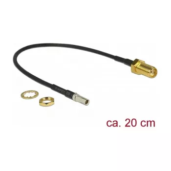 DeLOCK 89912 Antenna Cable SMA Female Bulkhead to TS-9 Male, RG-174, 0.2 m, Black