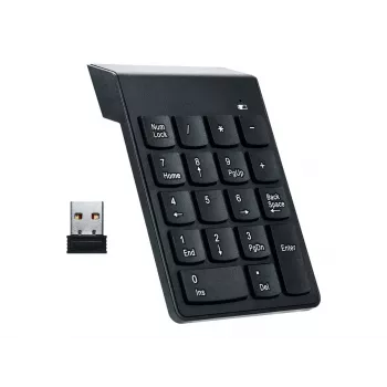 Gembird KPD-W-02 Wireless Numeric Keypad, 2.4 GHz, USB, 18 Keys, Black