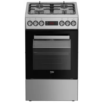 Beko FSM52330DX Freestanding Dual Fuel Cooker with Gas Hob and Electric Oven, 5 Burners, 60 cm, Stainless Steel, Energy Class A
