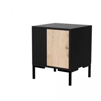 Table de chevet Cama Meble MERCI 44x40x52,5 cm, noir et chêne, MDF/panneau de particules, lot de 2