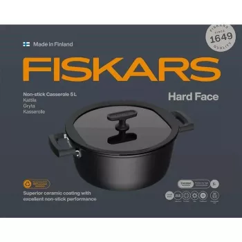 Ceramic pot Fiskars HARD FACE 5 L with lid, non-stick coating