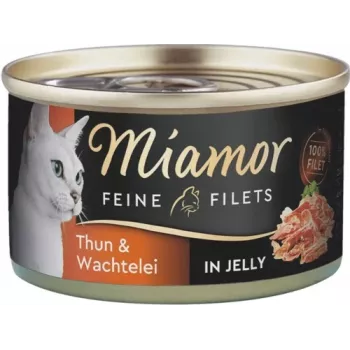 Wet cat food Miamor Feine Filets 100 g — Quail & Tuna, Adult cats, easy-open can