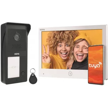 Video door phone Eura VDP-49A3-2TY black with Wi‑Fi support, indoor monitor intercom