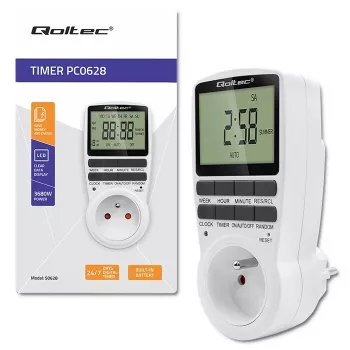Minuteur électronique QOLTEC PC0628 avec écran LCD, compte à rebours 24 heures
