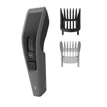 Philips Hairclipper Series 3000 HC3525/15 Hair Clipper, Self-sharpening Metal Blades, 0.5-23 mm, 13 Length Settings, 41 mm Blade, AC/Battery, 45 min, Black/Grey