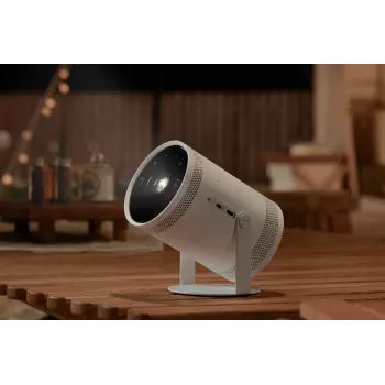 Samsung The Freestyle 2nd Gen SP-LFF3CLAXXXH Portable DLP LED Projector, Full HD 1080p, 230 ANSI Lumens, Wi-Fi 5, Bluetooth 5.2, HDR10+, 5W RMS, White