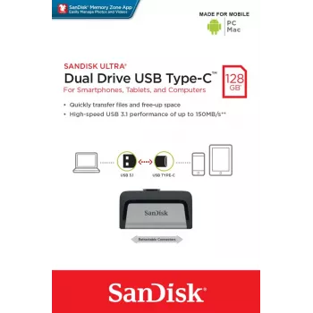 Clé USB SanDisk 128 Go USB Type-A USB Type-C Ultra Dual Drive
