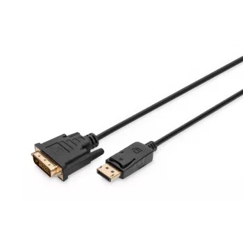 Câble adaptateur DIGITUS DisplayPort, DP - DVI (24+1) M/m, 2 m avec verrouillage, compatible DP 1.1a, CE noir