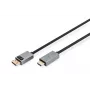 Câble DIGITUS DP vers HDMI avec LED 4K/30Hz, 2 m boîtier aluminium doré, prend en charge 4K30Hz
