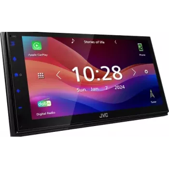 JVC KW-M595DBT Double DIN Car Media Receiver, 6.8" Touchscreen, DAB+, Apple CarPlay, Android Auto, Wi-Fi, 22 W, Black
