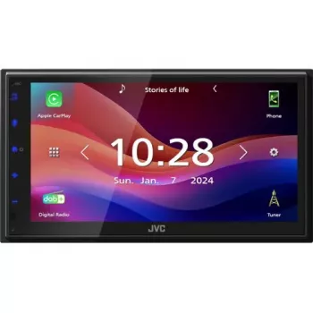 JVC KW-M595DBT Double DIN Car Media Receiver, 6.8" Touchscreen, DAB+, Apple CarPlay, Android Auto, Wi-Fi, 22 W, Black