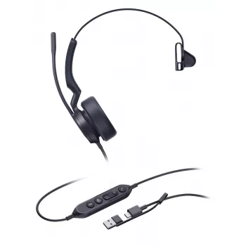 Yealink UH44 Mono Teams casque USB-C/A, filaire, 20 - 20000 Hz, bureau/centre d'appels, 127 g, casque, noir