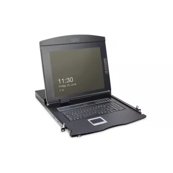 DIGITUS Modularized 43 2cm (17in) TFT console with 8 port KVM RAL 9005 black - Qwertzu German