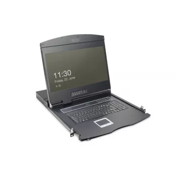 DIGITUS Modularized 48.3cm (19in) TFT console with 8 port KVM, RAL 9005 black - Qwertzu German