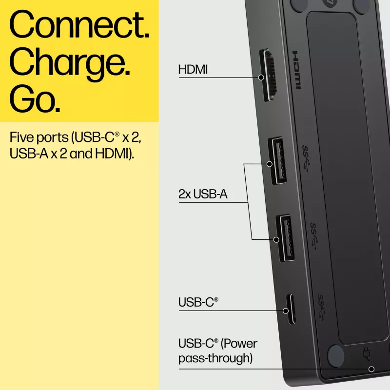 Hub de voyage HP USB-C G3, filaire, USB 3.2 Gen 2 (3.1 Gen 2) Type-C, 60 Hz, HDMI, USB 3.2 Gen 2 (3.1 Gen 2) Type-A, USB 3.2 Gen 2 (3.1 Gen 2) Type-C, Vietnam, USB-C