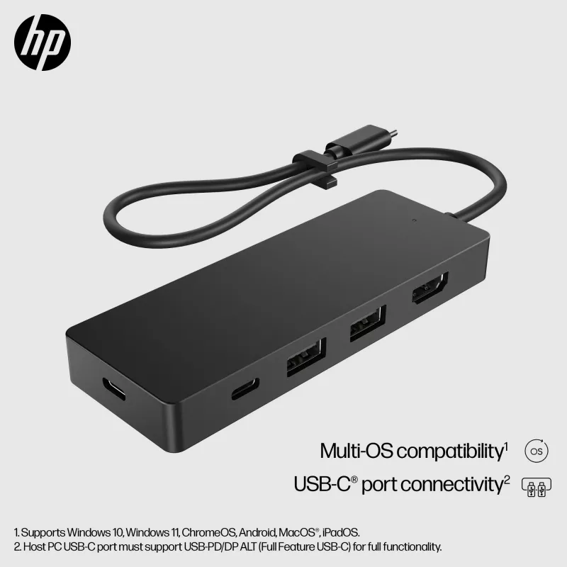 Hub de voyage HP USB-C G3, filaire, USB 3.2 Gen 2 (3.1 Gen 2) Type-C, 60 Hz, HDMI, USB 3.2 Gen 2 (3.1 Gen 2) Type-A, USB 3.2 Gen 2 (3.1 Gen 2) Type-C, Vietnam, USB-C