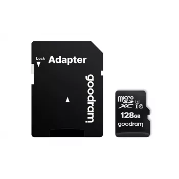Carte mémoire flash MicroSDXC GOODRAM 128 Go UHS-I Class 10 (lecture 100 Mo/s, écriture 10 Mo/s) avec adaptateur SD
