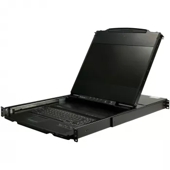 StarTech.com RKCOND17HD Dual Rail 1U Rackmount KVM Console, 17.3" (43.9 cm) LCD 1920 x 1080, Single Port DVI/VGA, US QWERTY Keyboard, USB, Cables Included, 44230 MTBF, Black