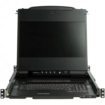 StarTech.com RKCOND17HD Dual Rail 1U Rackmount KVM Console, 17.3" (43.9 cm) LCD 1920 x 1080, Single Port DVI/VGA, US QWERTY Keyboard, USB, Cables Included, 44230 MTBF, Black