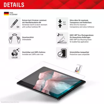 Displex Tablet Glass (9H) for Apple iPad Air 13 inch (2024/2025), Eco Mounting Frame, unbreakable, ultra-slim, invisible