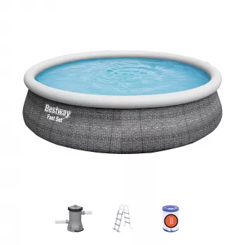 Bestway 57372 Fast Set above ground pool set, round, 457 x 107 cm, 12362 L, with filter pump and ladder