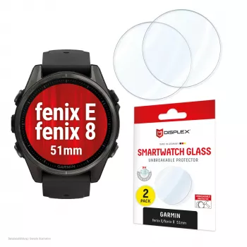 E.V.I Displex Glass screen protector for Garmin fenix E/fenix 8, 51 mm (02155)