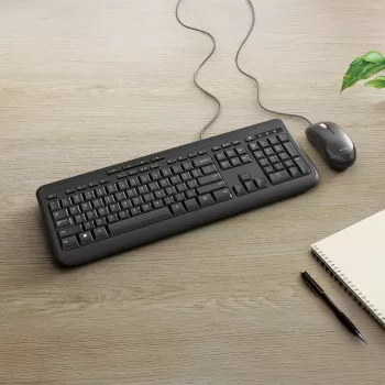 Clavier Incase Designed by Microsoft Wired Desktop 600 souris incluse Universel USB QWERTY Allemand Noir