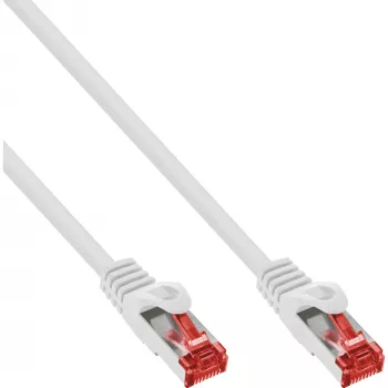 Lot en vrac InLine 100 pièces câble patch, S/FTP PiMf, Cat.6, PVC, CCA, blanc, 0,5 m
