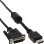 Câble HDMI-DVI InLine 19 broches mâle / 18+1 mâle + noyau de ferrite noir 1,8 m