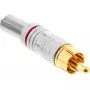 Fiche RCA métal mâle à souder InLine, argent, anneau rouge, pour câble 6 mm