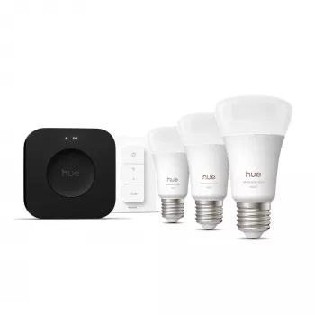 Smart lighting kit Philips Hue White and Colour Ambience Starter Kit — 3 E27 smart bulbs, Dimmer switch, Bridge Pro, Bluetooth/Zigbee