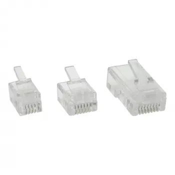 InLine Modular Plug 6P4C RJ11 for Crimping to Round Cable, 10 pcs.